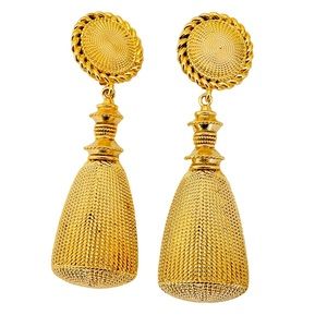 NEW vintage runway style gold plated statement designer earrings